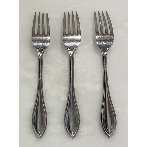 Dinner Fork ARBOR AMERICAN HARMONY Oneida Glossy Stainless Steel Flatware 3 Pcs - Picture 2 of 4
